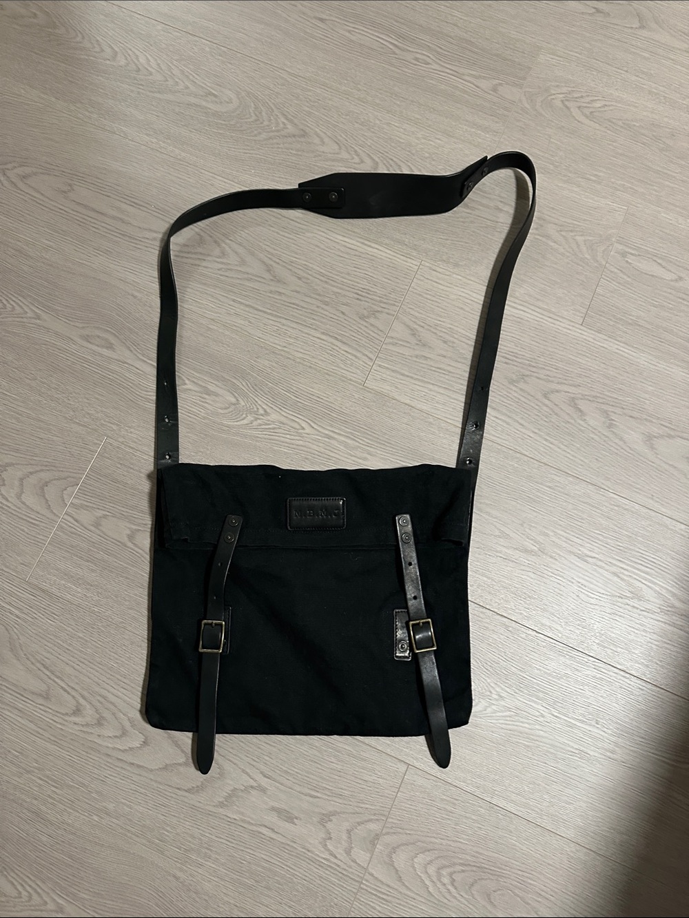 Vintage  M.B. M.J  by Marc Jacobs Black Canvas Shoulder Bag with Leather Straps